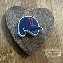 Load image into Gallery viewer, B Baseball Helmit Silicone Focal Bead
