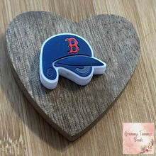 Load image into Gallery viewer, B Baseball Helmit Silicone Focal Bead
