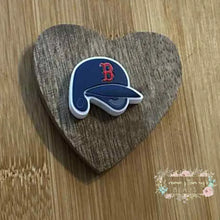 Load image into Gallery viewer, B Baseball Helmit Silicone Focal Bead
