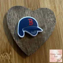 Load image into Gallery viewer, B Baseball Helmit Silicone Focal Bead
