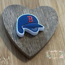 Load image into Gallery viewer, B Baseball Helmit Silicone Focal Bead

