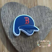 Load image into Gallery viewer, B Baseball Helmit Silicone Focal Bead
