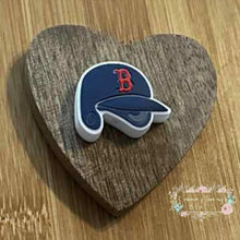 Load image into Gallery viewer, B Baseball Helmit Silicone Focal Bead
