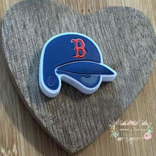 Load image into Gallery viewer, B Baseball Helmit Silicone Focal Bead
