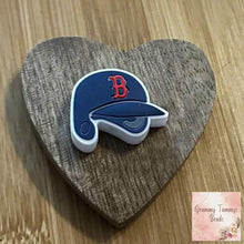 Load image into Gallery viewer, B Baseball Helmit Silicone Focal Bead
