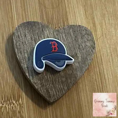 B Baseball Helmit Silicone Focal Bead