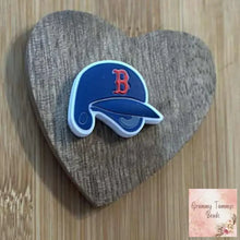Load image into Gallery viewer, B Baseball Helmit Silicone Focal Bead

