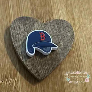 B Baseball Helmit Silicone Focal Bead