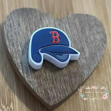 Load image into Gallery viewer, B Baseball Helmit Silicone Focal Bead
