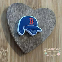 Load image into Gallery viewer, B Baseball Helmit Silicone Focal Bead

