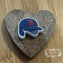 Load image into Gallery viewer, B Baseball Helmit Silicone Focal Bead
