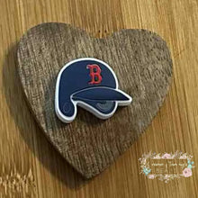 Load image into Gallery viewer, B Baseball Helmit Silicone Focal Bead
