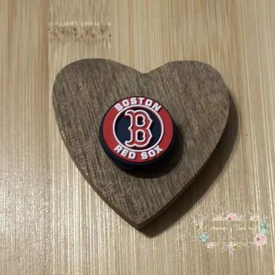 B Baseball - Red - Silicone Focal Bead - One Count Silicone Focal Bead