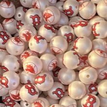 Load image into Gallery viewer, 16mm Redsox Acrylic Beads - 5 Count
