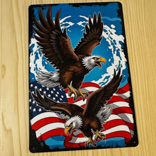 Load image into Gallery viewer, Creative Tin Sign 8X12 - Eagles &amp; Flag
