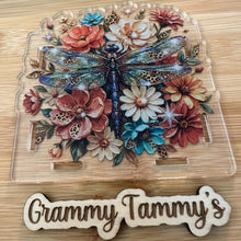 Load image into Gallery viewer, Dragonfly with Flowers - ACRYLIC PEN/PENCIL/MAKE UP BRUSHES HOLDER
