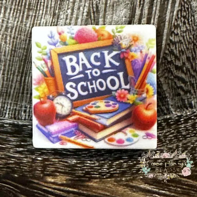 Back to School Silicone Focal Bead Silicone Square Bead