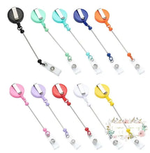 Load image into Gallery viewer, Badge Reels Retractable Holder With Belt Clip &amp; Bead Bar Beadable
