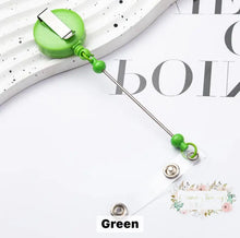 Load image into Gallery viewer, Badge Reels Retractable Holder With Belt Clip &amp; Bead Bar Green Beadable
