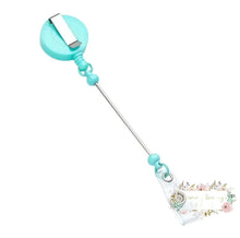Load image into Gallery viewer, Badge Reels Retractable Holder With Belt Clip &amp; Bead Bar Light Blue Beadable
