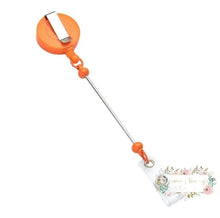 Load image into Gallery viewer, Badge Reels Retractable Holder With Belt Clip &amp; Bead Bar Orange Beadable
