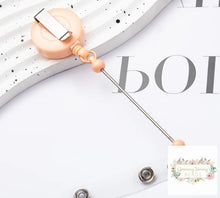 Load image into Gallery viewer, Badge Reels Retractable Holder With Belt Clip &amp; Bead Bar Peach Beadable
