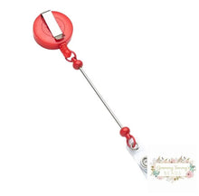 Load image into Gallery viewer, Badge Reels Retractable Holder With Belt Clip &amp; Bead Bar Red Beadable
