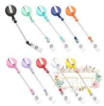 Load image into Gallery viewer, Badge Reels Retractable Holder With Belt Clip &amp; Bead Bar Beadable
