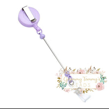 Load image into Gallery viewer, Badge Reels Retractable Holder With Belt Clip &amp; Bead Bar Lilac Beadable
