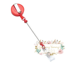 Load image into Gallery viewer, Badge Reels Retractable Holder With Belt Clip &amp; Bead Bar Red Beadable
