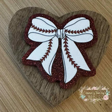 Load image into Gallery viewer, Baseball Bow - Glitter Flatback Glitter Flatback
