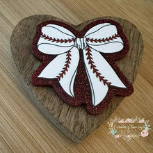 Load image into Gallery viewer, Baseball Bow - Glitter Flatback Glitter Flatback

