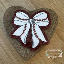 Load image into Gallery viewer, Baseball Bow - Glitter Flatback Glitter Flatback
