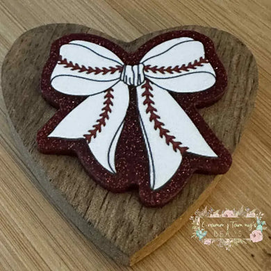 Baseball Bow - Glitter Flatback Glitter Flatback