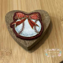 Load image into Gallery viewer, Baseball with Bow - Red Glitter Flatback 1 Count Glitter Flatback
