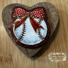 Load image into Gallery viewer, Baseball with Bow - Red Glitter Flatback 1 Count Glitter Flatback
