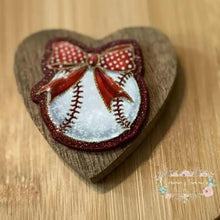 Load image into Gallery viewer, Baseball with Bow - Red Glitter Flatback 1 Count Glitter Flatback
