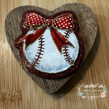 Load image into Gallery viewer, Baseball with Bow - Red Glitter Flatback 1 Count Glitter Flatback
