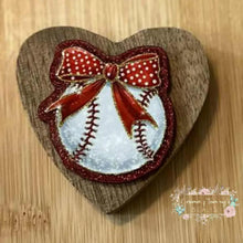 Load image into Gallery viewer, Baseball with Bow - Red Glitter Flatback 1 Count Glitter Flatback
