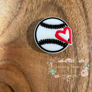 Baseball Love - Silicone Focal Bead