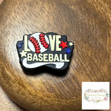Load image into Gallery viewer, Baseball &amp; Love Silicone Focal Bead Beads
