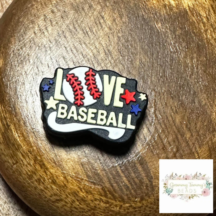 Baseball & Love Silicone Focal Bead Beads