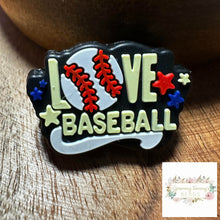Load image into Gallery viewer, Baseball &amp; Love Silicone Focal Bead Beads
