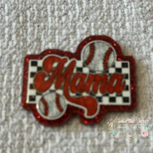 Load image into Gallery viewer, Mama Baseball - Red Glitter Flatback Glitter Flatback
