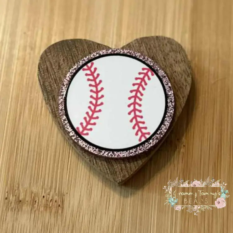 Baseball - Pink Glitter Flatback Glitter Flatback