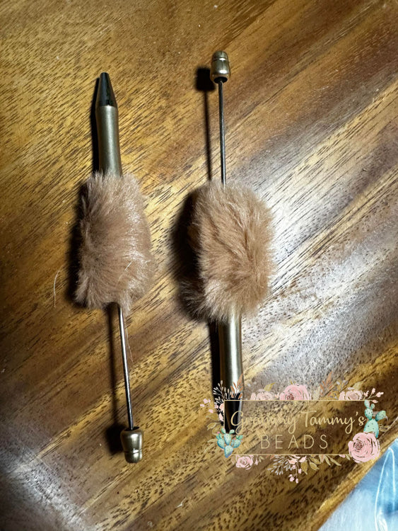 Beadable Fluffy Pen - Gold