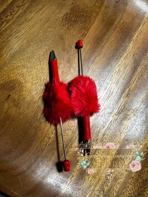 Beadable Fluffy Pens - Red Pen