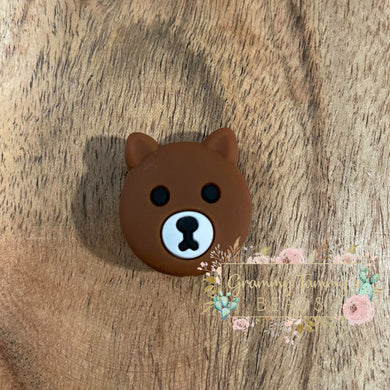 Bear - Brown Silicone Focal Bead