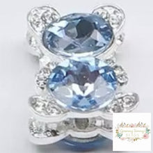 Load image into Gallery viewer, Bear Rhinestone Gemstone Bead - 1 Count - Blue Bear Gemstone
