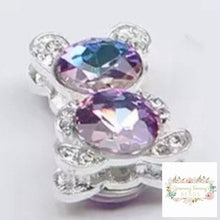 Load image into Gallery viewer, Bear Rhinestone Gemstone Bead - 1 Count - Purple Bear Gemstone

